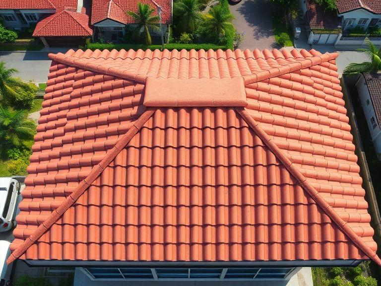 Terrace house roof after full tile replacement with new underlayment