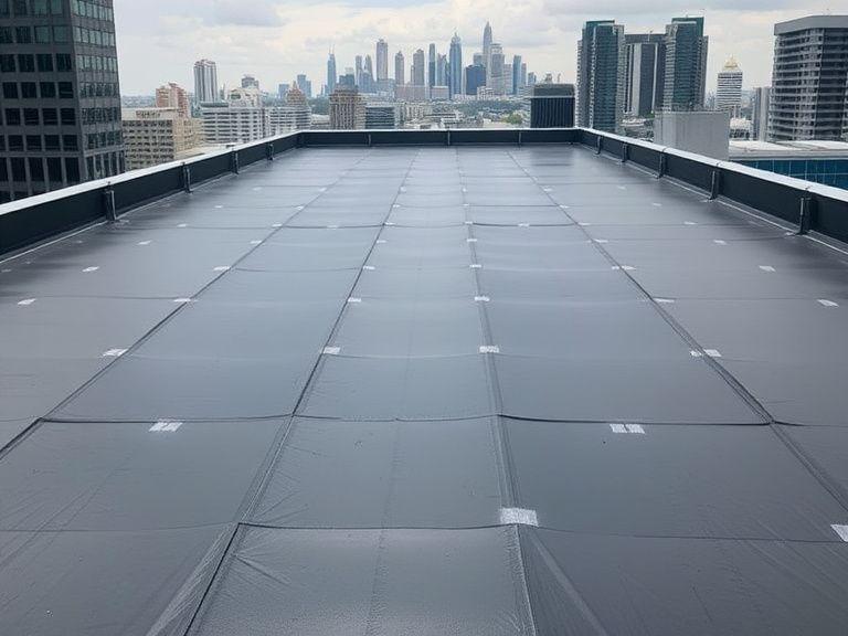 Flat rooftop finished with new torch-on waterproofing membrane
